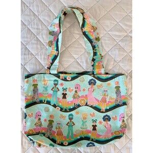 Handmade Small Tote Bag – Groovy Retro Floral Design